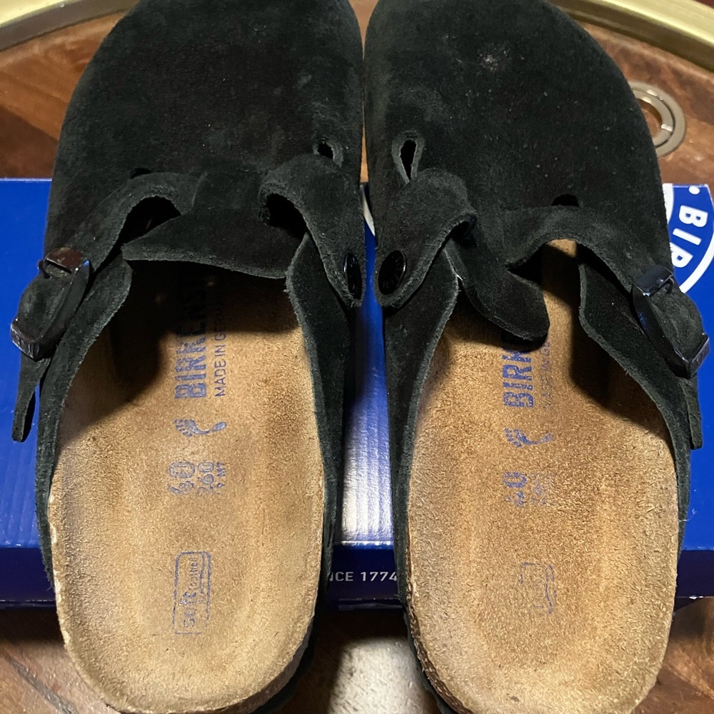 Birkenstock Boston BS Suede Leather Clog Black EU40 (US L9/M7) - Picture 6 of 8